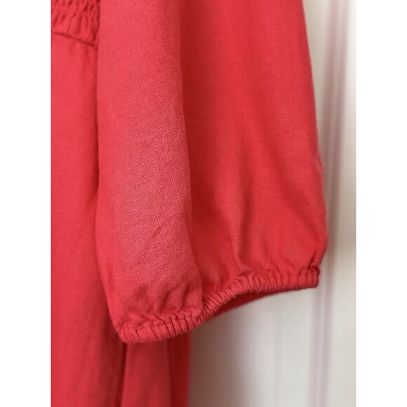 Ingrid + Isabel NWT Maternity XL Dress Pink Linen Rouching 3/4 Sleeve Pockets - Picture 5 of 10